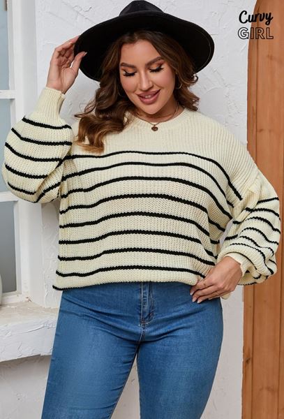 Picture of PLUS SIZE STRIPED KNIT TOP